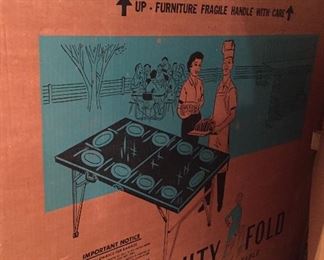 vintage folding aluminum table in original box - have 2 of these available