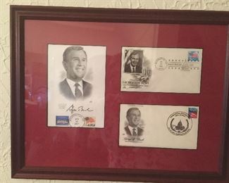 Framed copies of both President Bush' inauguration day cover