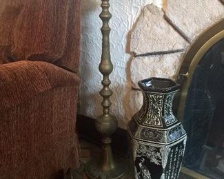 brass candleholder (sold) / large Asian vase