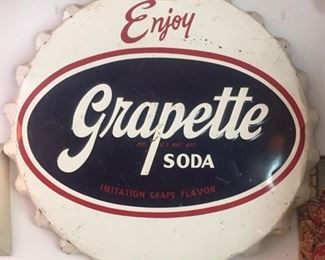 Embossed Grapette Bottle Cap Sign(Stout Sign Co./38" Diameter)