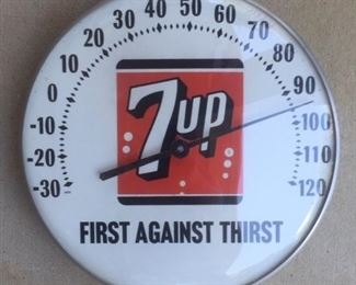 1970's Seven Up "First Against Thirst" Thermometer(12" Diameter)