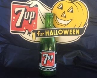 1950's Seven Up Bottle Topper with Bottle("Halloween") 