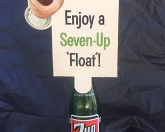 1953 Seven Up Bottle Topper with Bottle("Enjoy a Float")
