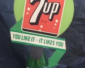 1949 Seven Up Bottle Topper with Bottle "Fresh Up"