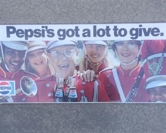 Pepsi Cardboard Band Sign "Pepsi's Got a Lot to Give"(28"x11") 