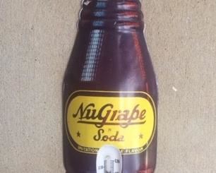 1950's NuGrape Soda Die Cut Figural Bottle Thermometer(17")
