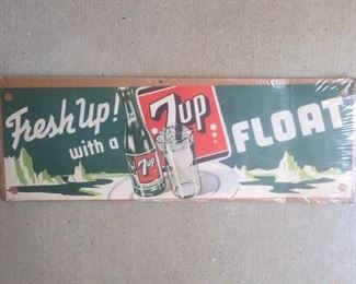 Seven Up Paper Sign "Fresh Up with a Float"(16"x5") 
