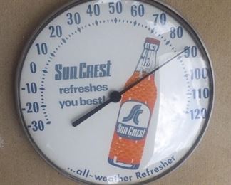 1950's Sun Crest "Refreshes You Best" Thermometer(12" Diameter)