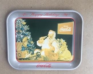 1998 Coca Cola Tray "Happy Holidays" Santa and Train