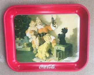 1986 Coca Cola Tray "Santa & Poodle"