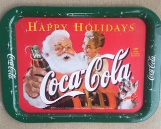 1999 Coca Cola Tray "Happy Holidays" Santa