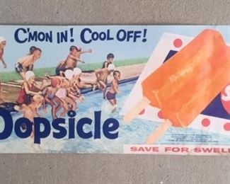 1966 Popsicle "C'mon In Cool Off" Paper Sign