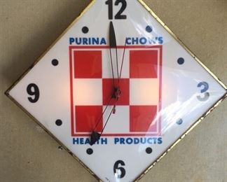 1950's Purina Chow's Health Products Light Up Diamond Pam Clock(15"x15")