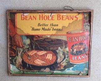 1940's Bean Hole Beans Cardboard Sign "Better Than Home Made Beans"(11"x8")