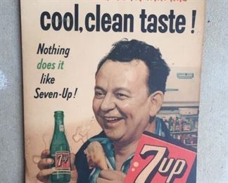 1955 Seven Up Cardboard "Snacks Eat Better With This" Sign(12"x16") 