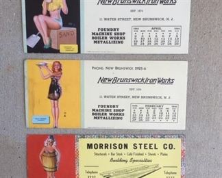 Three 1944 Risque Pin Up Girl Advertising Ink Blotters(New Brunswick Iron Works)