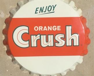 1960's Embossed Orange Crush Bottle Cap Sign(19" Diameter)