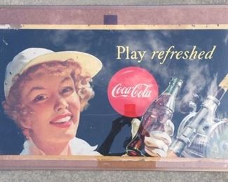 1950 Coca Cola "Play Refreshed" Cardboard Sign(35"x20")