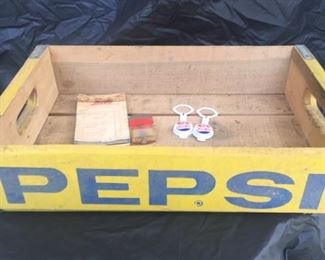 Pepsi Advertising Grouping(Cigarette Lighter, 1950's Sales Books, Wooden Crate, Soda Caps and Cigar Boxes) 
