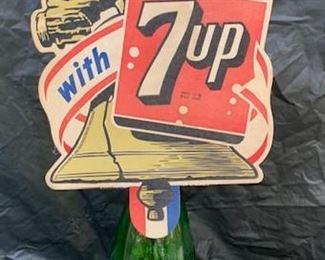 Seven Up "Fresh Up with 7up" Liberty Bell Bottle Topper with Bottle