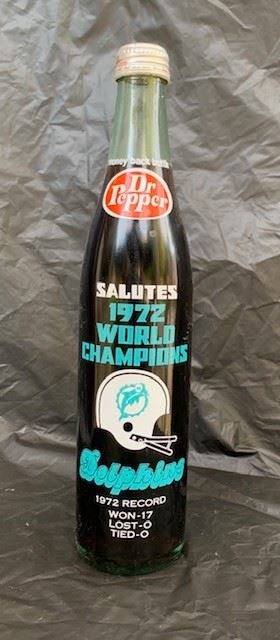 1972 Miami Dolphins World Champions Unopened Dr. Pepper Bottle