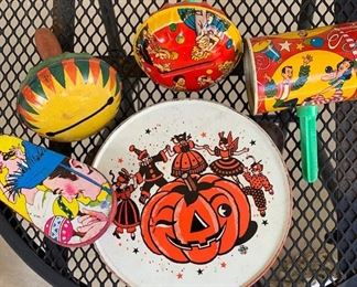 1950's Lot of Tin Litho Noisemakers(Party and Halloween)