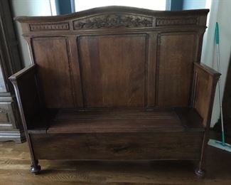 Antique Deacons Bench purchased in Belgium. H50xW56xD16
