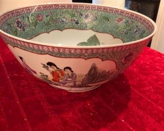 Large Asian hand painted bowl