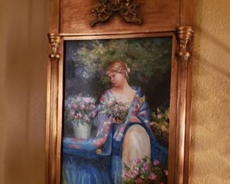 God framed Print of girl with flowers