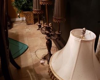 Lamps with shades trimmed with tassels