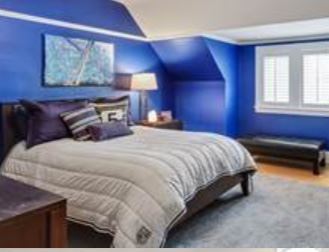 Ralph Lauren bedding, bench, lamp, nightstand, art (bed not for sale)