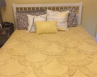 Bedding, pillows, Paris art (bed not for sale)