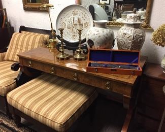 Thai vases, plate, Japanese carving set, mirror, desk lamp