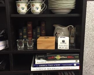 Coffee table books, Jack Daniel’s coasters, shotglasses