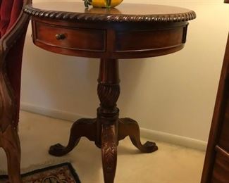 antique drum side table  $300.00