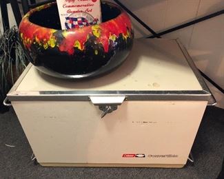 nice vintage cooler that also works as a camping refrigerator box, but check out this unique mid century bowl/pot