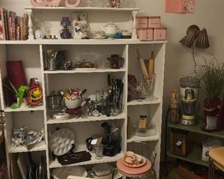 This “kitchen” area is stocked with vintage and new goodies.  