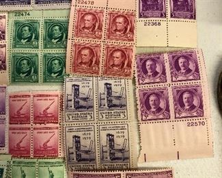 A couple sleeves of unused uncanceled US 3 cent stamps