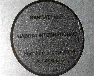 Label reads Habitat r and Habitat International Furniture Lighting and Accessories