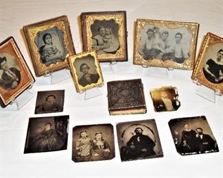 ANTIQUE TINTYPES , SOME ARE FRAMED WITH GOLD GILTED GLASS FRAMES. THIS IS NOT ALL OF THEM...