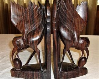 WOOD CARVED BOOKENDS