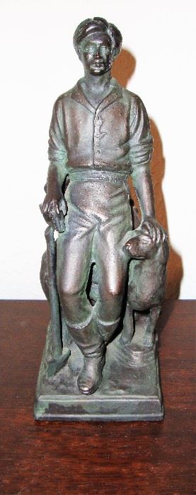 BRONZE STATUE by GEO YESTEL "THE HOOSIER YOUTH" aka ABRAHAM LINCOLN - 1970's