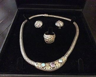 Samuel Benham 18k and sterling jewelry set 