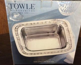 Towle serving dish with mother of pearl inlay 
