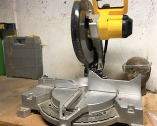 dewalt chop saw, more power tools to the left in boxes