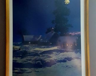 Framed Maxfield Parrish The Free Library of Philadelphia  Moonlight Night: Winter