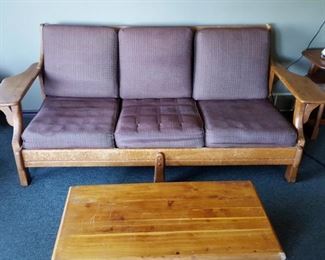 Paddle Arm maple three seat sofa