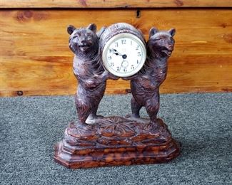 Two Bears Black Forest Clock