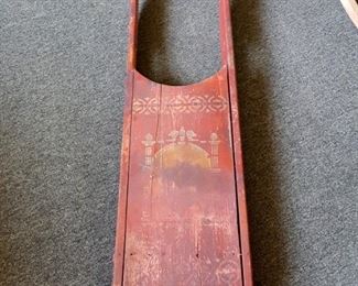 antique child sled metal runners painted and stenciled