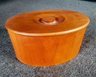 Gladmark Burbank California Mid Century Modern Teak Lidded Bowl Large Container